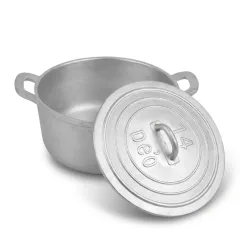 Nồi gang đúc màu bạc mở nắp, nắp đúc nổi số cỡ, xưởng Phương Cảnh